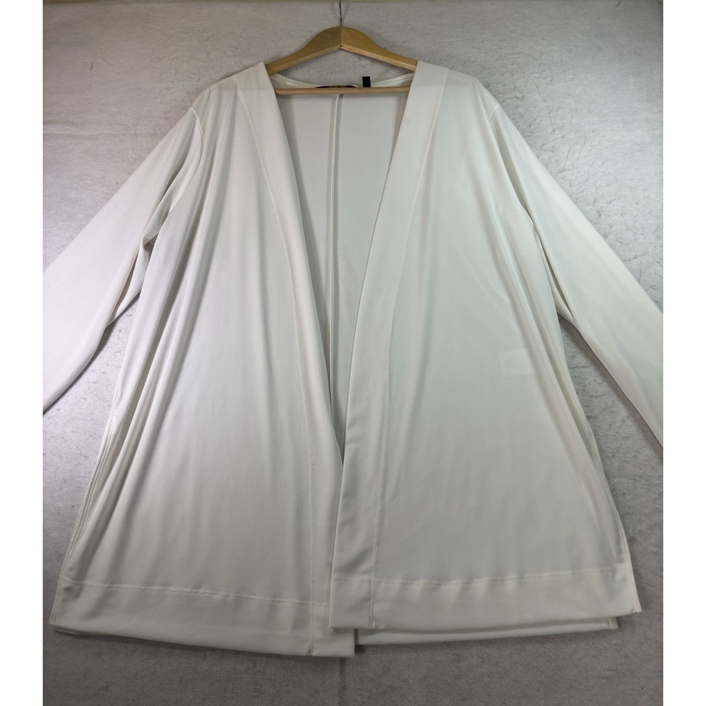 Iman Open Front Topper Duster Cardigan Off-White Sz XL Minimalist Office